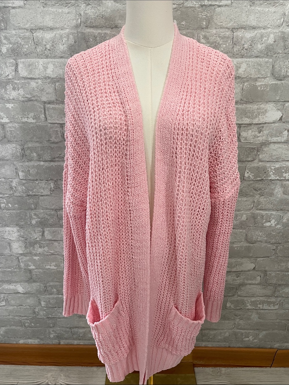 Serra Open-Front Light Pink Oversized Knit Cardigan